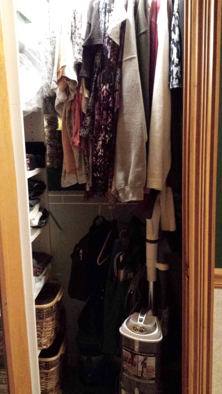 Organized small closet.