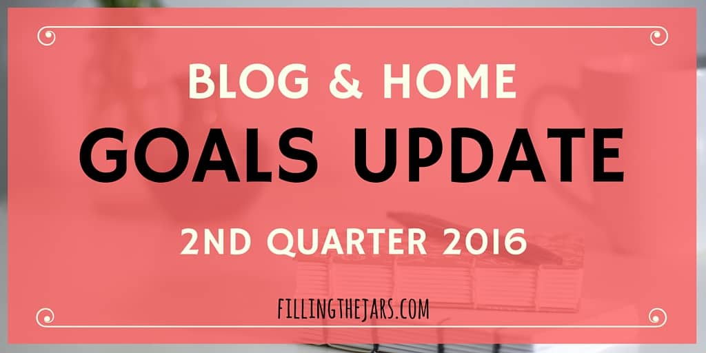 Text blog and home goals update on dark salmon background.