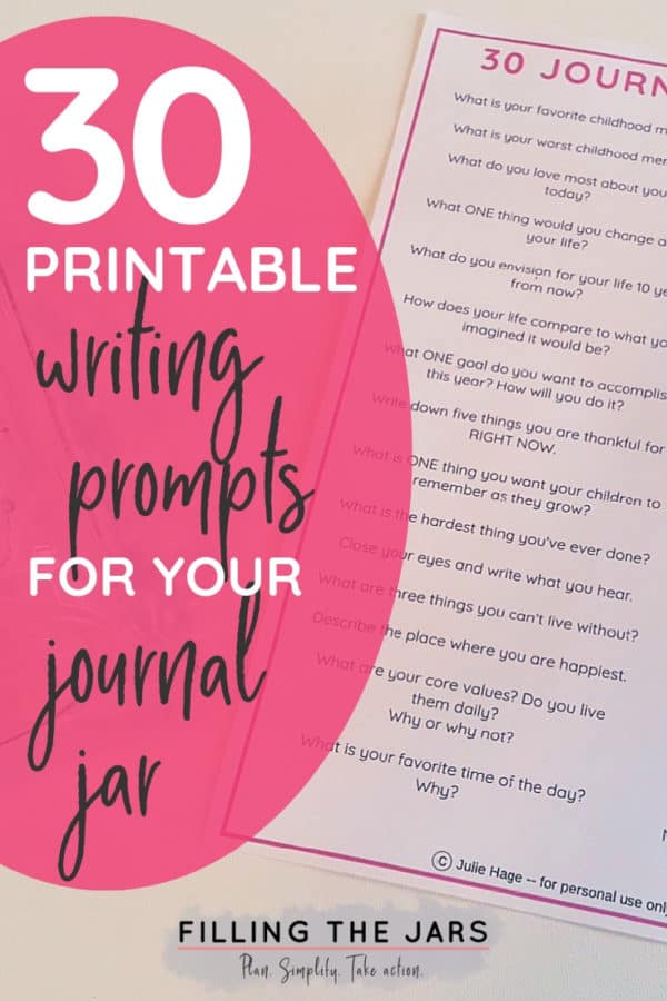 30 Printable Journal Jar Prompts to Inspire Reflection | Filling the Jars