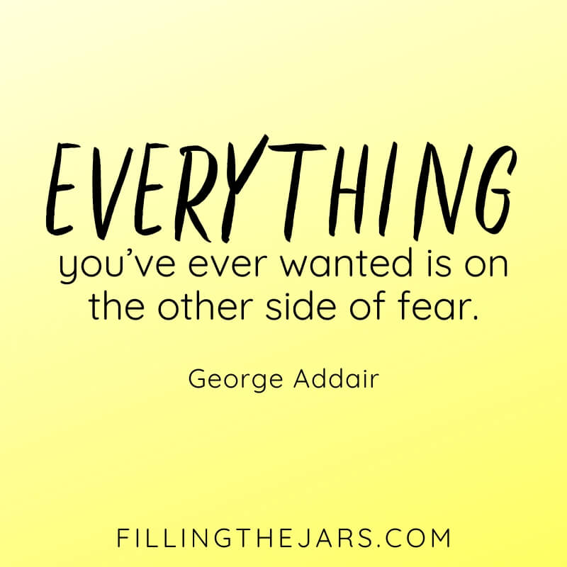 yellow background with George Addair quote the other side of fear