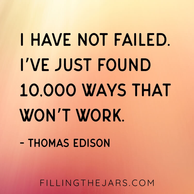 orange and pink background with Thomas Edision quote I have not failed