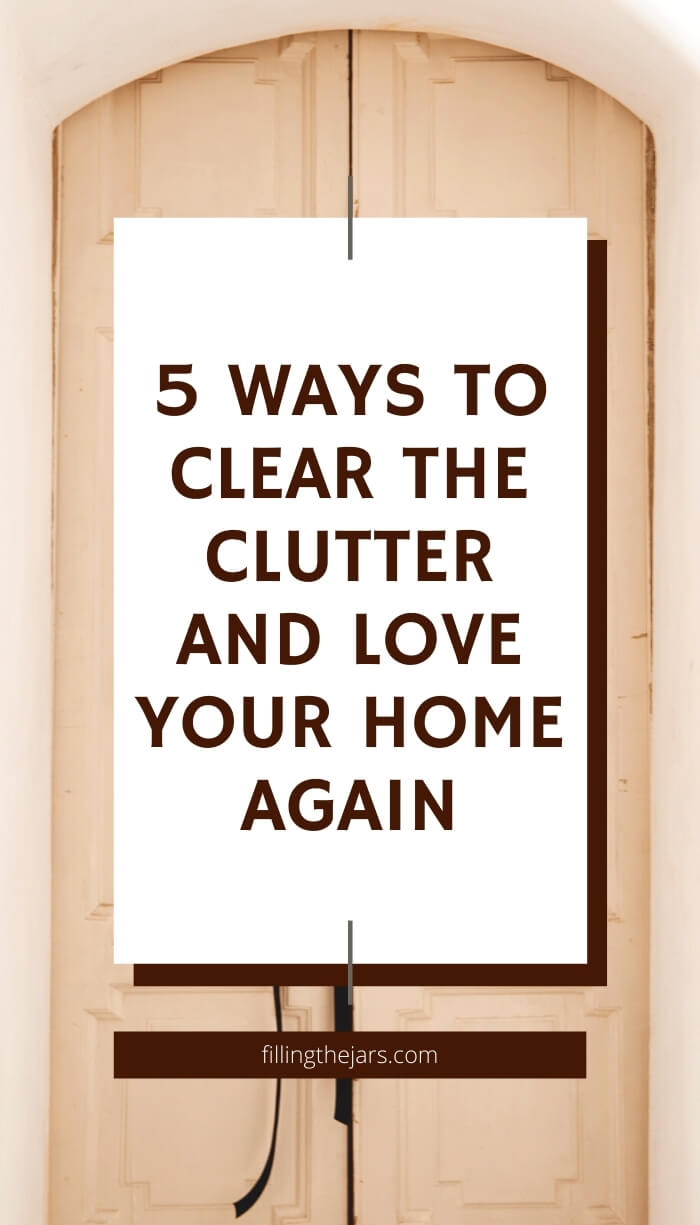 text ways to clear clutter on white background over image of beautiful double front doors