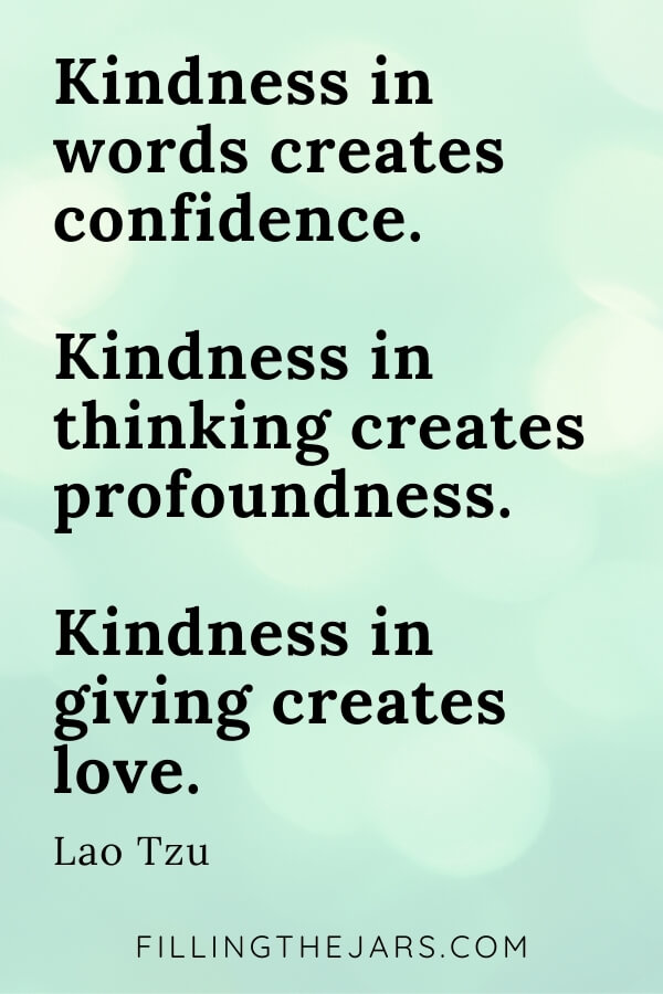 Lao Tzu kindness and confidence quote in black text on mottled green background