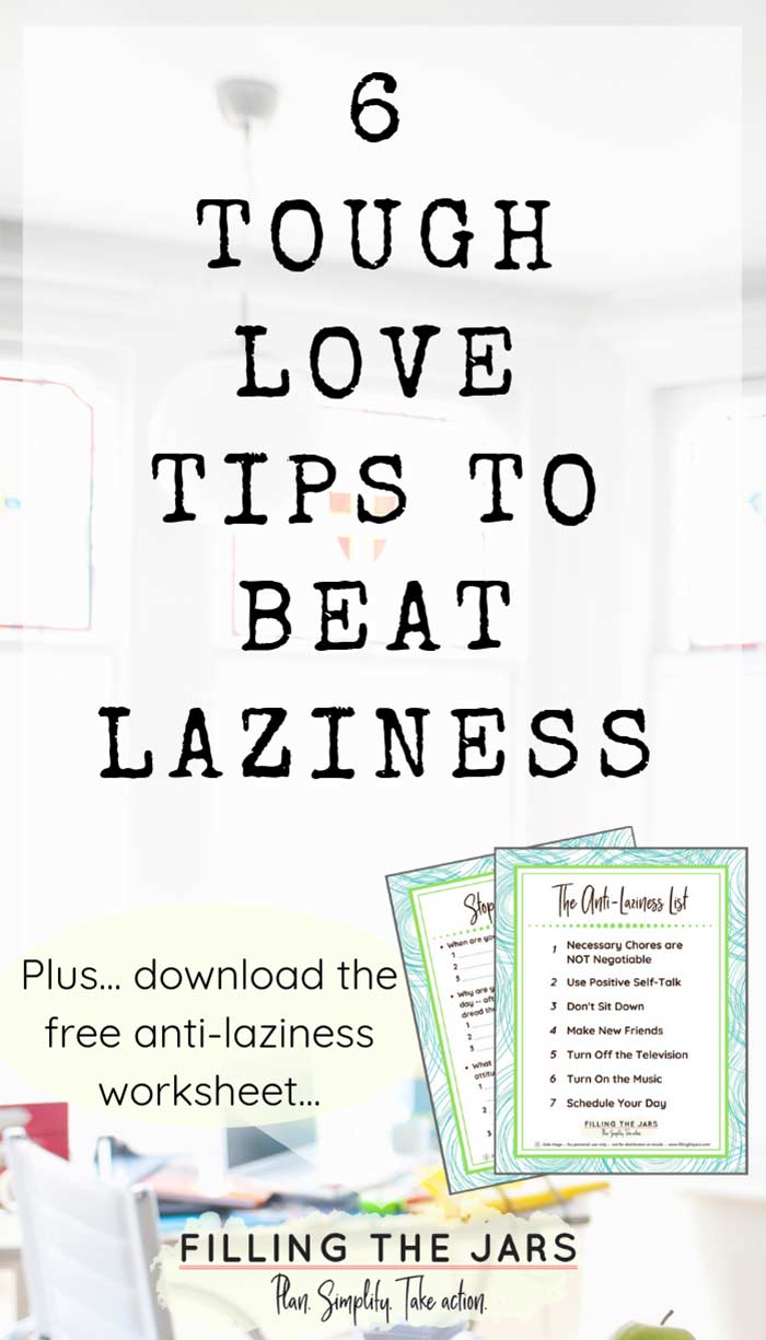 text tips to beat laziness on white background above image preview of anti-laziness worksheets