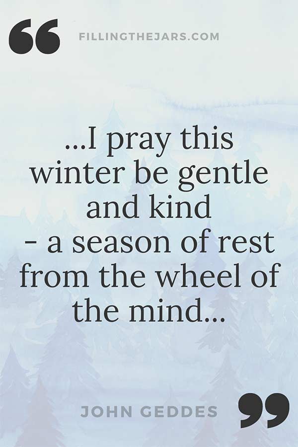 John Geddes season of rest quote on pale blue winter seasonal background