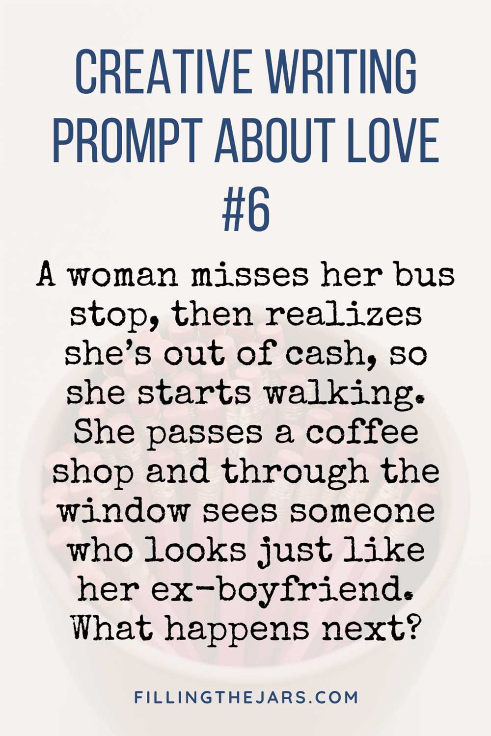 Romantic writing prompt for adults in blue and black text on light background.