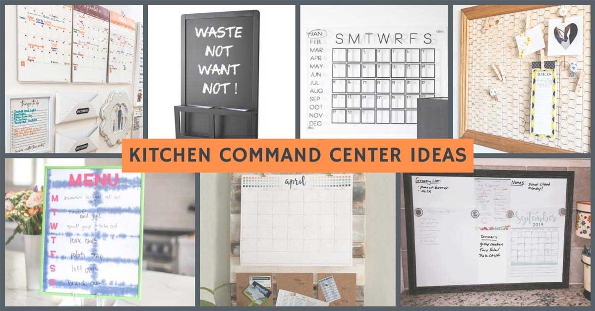 Collage of kitchen command center ideas.