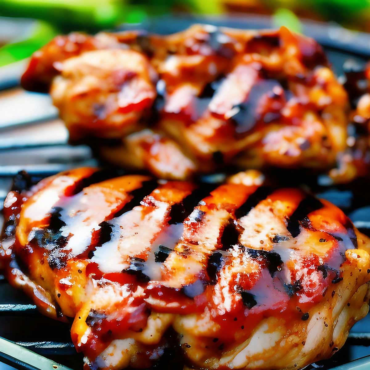 Grilled chicken with barbeque sauce.