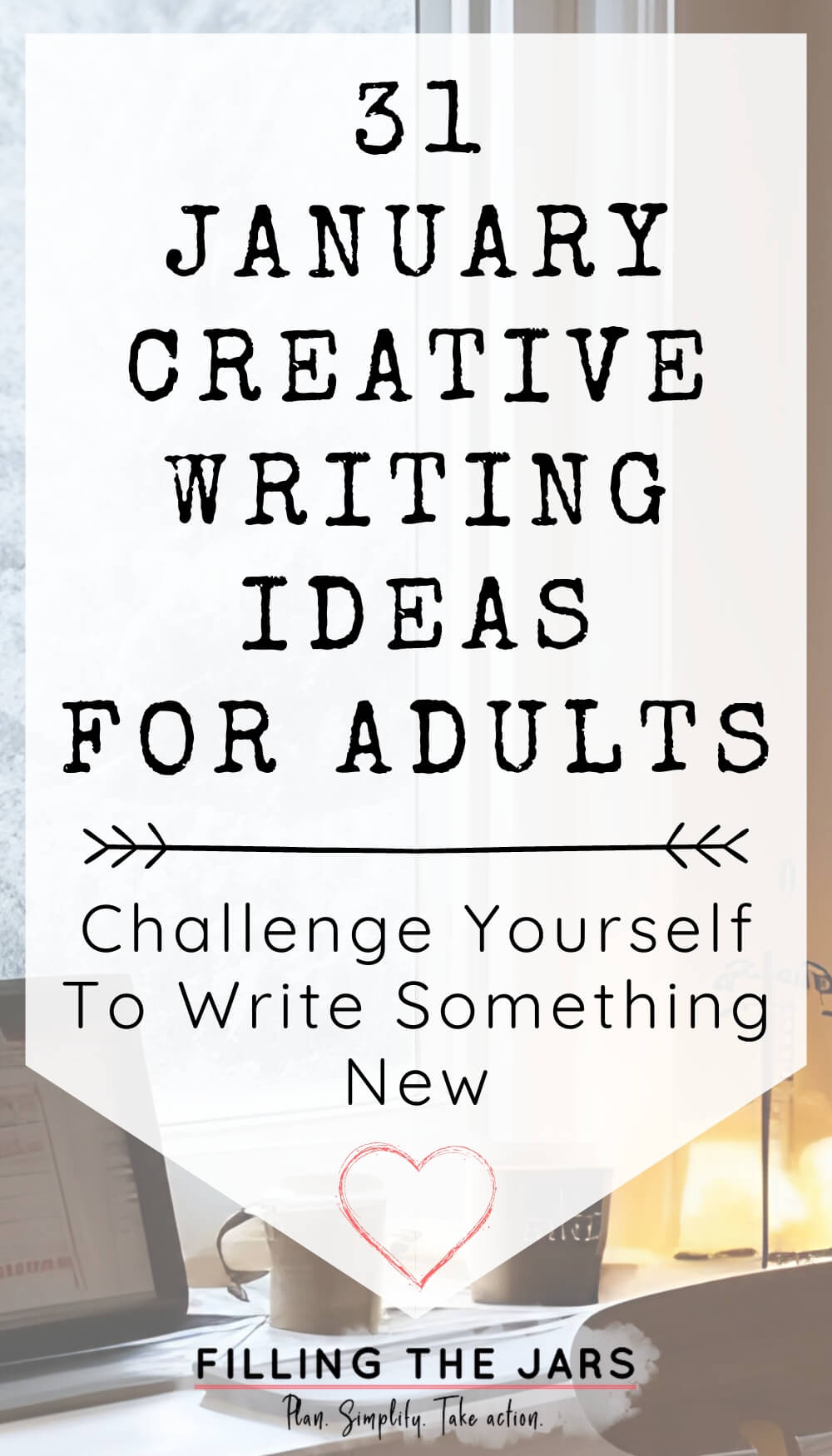 Text 31 January creative writing ideas for adults on white background.